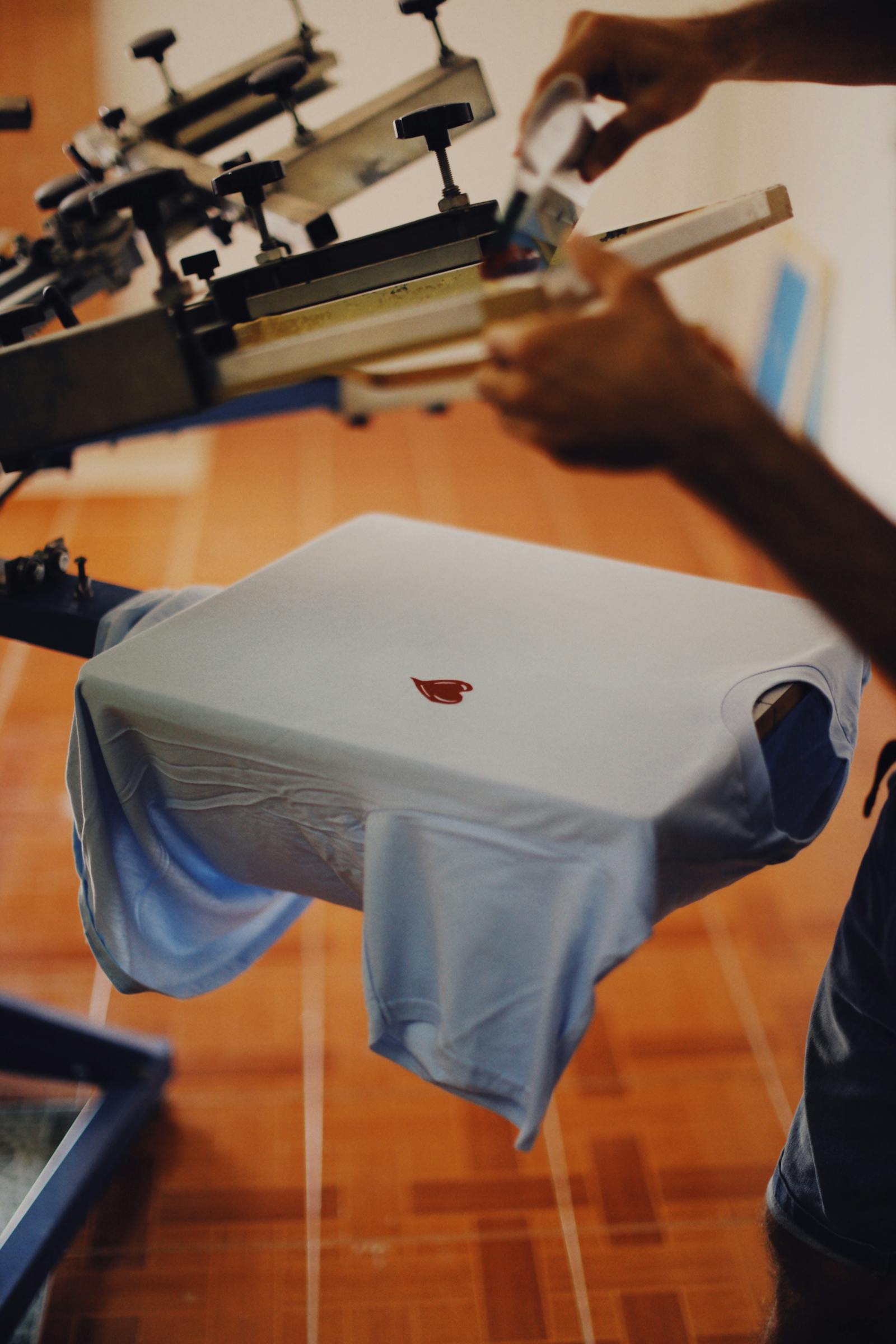 Screen printing in progress